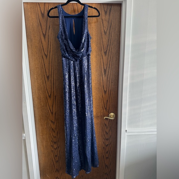 Lulu's Totally Gorgeous Navy Blue Sequin Backless Maxi Dress - Picture 7 of 10